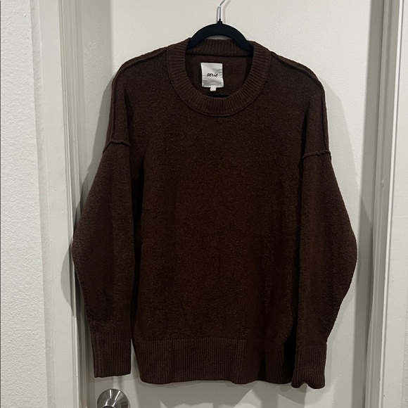 aerie Sweaters - aerie oversized fuzzy chocolate Brown Crewneck Sweater size x-small